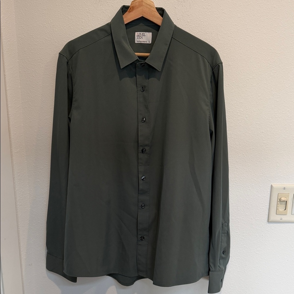 Level Ten Men's grey  Long-Sleeve Button-Up Dress Shirt